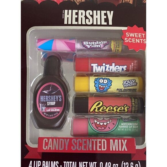6 Piece Hershey Scented Lip Gloss Balm Jolly Rancher Reese's Twizzler Bubble Yum - Picture 3 of 10